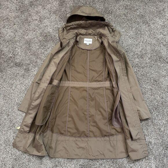 Cole Haan Hooded Rain Jacket Coat Champagne Iridescent Full Zip Women’s Size XS - Picture 6 of 16